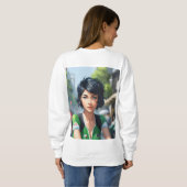 女性用Tシャツ長袖カジュアル衣服 スウェットシャツ (裏面フル)