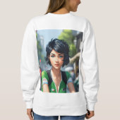 女性用Tシャツ長袖カジュアル衣服 スウェットシャツ (裏面)