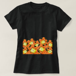 女性用Tシャツ：オレンジと黄色の花 Tシャツ