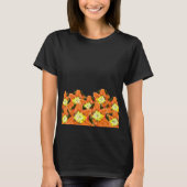 女性用Tシャツ:オレンジと黄色の花 Tシャツ (正面)