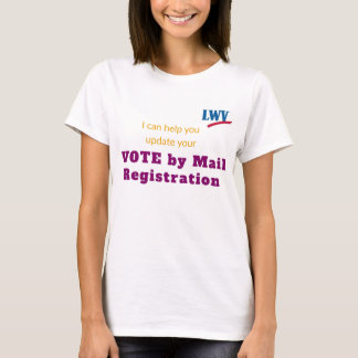 女性用Tシャツ 郵便投票登録の更新をお手伝いします VBM Tシャツ