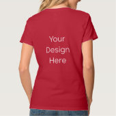 女性用VネックTシャツ ディープレッド Tシャツ (裏面)