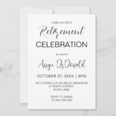 女性男性のためのミニマルな退職パーティー 退職した 招待状 (正面)