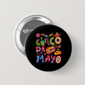 女性男性子供向けシンコデマヨTシャツ メキシコ 缶バッジ (正面&裏面)