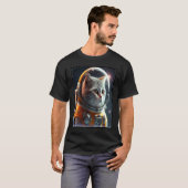 女性男性子供用スペースキャット宇宙飛行士子猫トップス Tシャツ (正面フル)