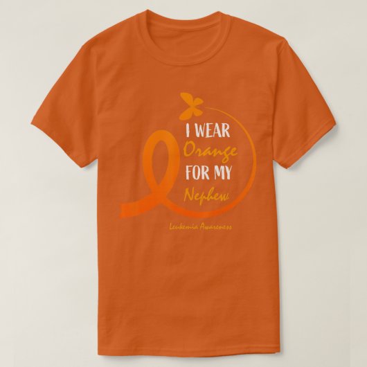 女性男性私は衣服オレンジ私の甥の白血病Awa Tシャツ (デザイン正面)
