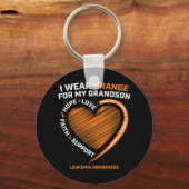 女性男性I衣服オレンジ私の孫の白血病A キーホルダー (正面)