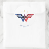 女性疑問に思およびレトロの漫画オーバーレイロゴ ラウンドシール (バッグ)