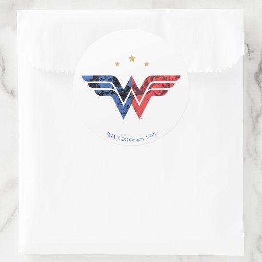 女性疑問に思およびレトロの漫画オーバーレイロゴ ラウンドシール (バッグ)