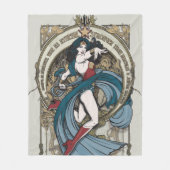 女性疑問に思アールヌーボーパネル フリースブランケット (正面)