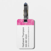 女性疑問に思ピンク漫画ブックコラージュロゴ ラゲッジタグ (裏面縦)