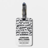 女性疑問に思ブラシタイポグラフィアート ラゲッジタグ (裏面縦)