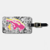 女性疑問に思黄ピンク層シルエット ラゲッジタグ (正面横)