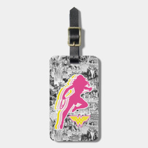 女性疑問に思黄ピンク層シルエット ラゲッジタグ