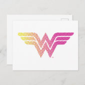 女性疑問に思黄ピンク色ハーフトーングラデーションロゴ インビテーションポストカード (正面/裏面)