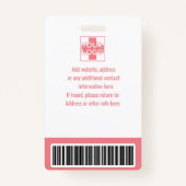 女性病パーソナライズされた院または診療所の従業員 バッジ (裏面)