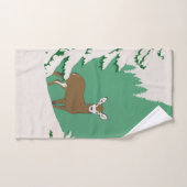 女性白顔鹿パインツリースノーグリーン ハンドタオル (ハンドタオル)