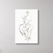 女性的なラインアートの肖像画 | ボタニカルミニマリスト キャンバスプリント (正面)