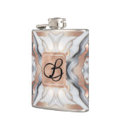 女性的ゴージャスなローズゴールドシルバー＆ホワイト大理石 フラスク (左)