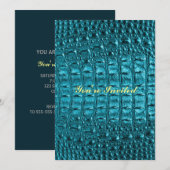 女性的ファッション ターコイズブルー ワニの革 招待状 (正面/裏面)