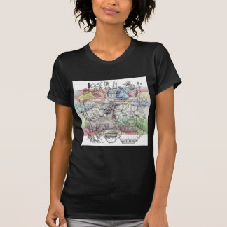 女性着色スケッチシャツ Tシャツ