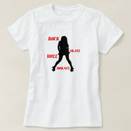 女性石のスケートロール跳ね上がりのTシャツ-赤 Tシャツ