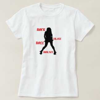 女性石のスケートロール跳ね上がりのTシャツ-赤 Tシャツ