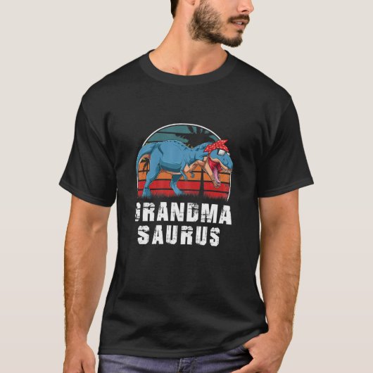女性祖母Saurus恐竜Grandmasaurusおもしろい Tシャツ (正面)