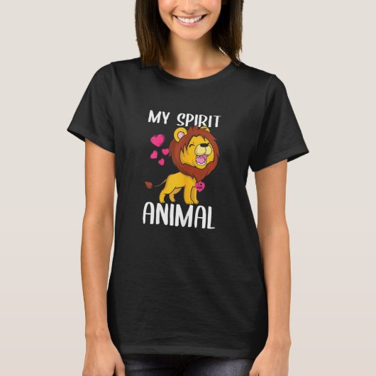 女性私の精神の動物ライオン私は母のネックレスH愛 Tシャツ (正面)