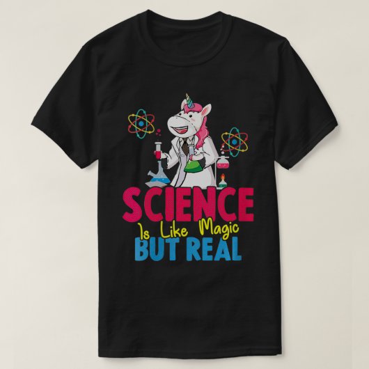 女性科学は魔法だがユニコーン実在科学だ Tシャツ (デザイン正面)
