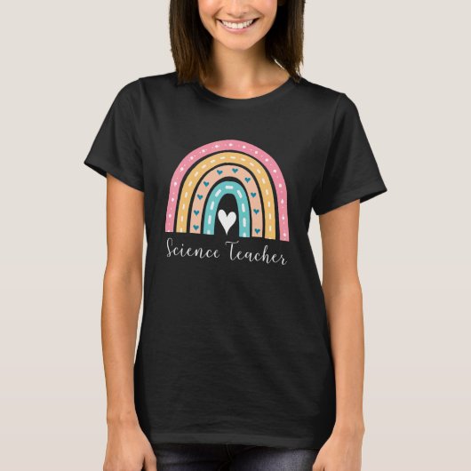 女性科学先生かわいい虹 Tシャツ (正面)