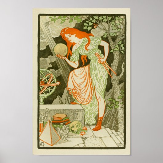 女性科学者グローブピラミッドプリント ポスター (正面)