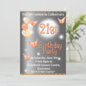 女性第21誕生日のパーティの招待状 招待状 (スタンド正面)