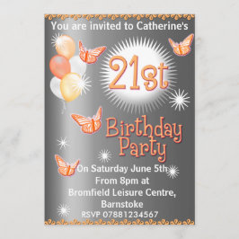 女性第21誕生日のパーティの招待状 招待状