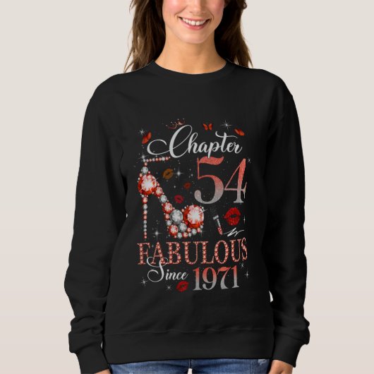 女性第54章Fabulous Est 1971 54th B-day Que スウェットシャツ (正面)