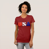 女性米国の愛国心が強い上 Tシャツ (正面フル)