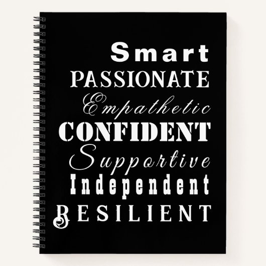 女性素晴らしの黒エレガント白の性質 ノートブック (正面)