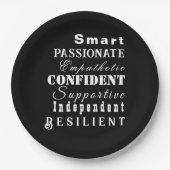 女性素晴らしの黒エレガント白の性質 ペーパープレート (正面)