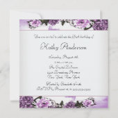 女性紫ラベンダーバラ50th誕生日パーティー 招待状 (裏面)