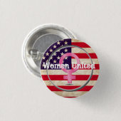 女性統一されたな女性のSybolおよび旗 缶バッジ (正面&裏面)