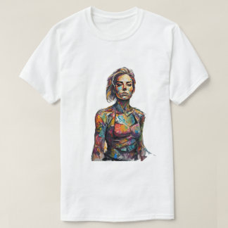 女性絵を描のtシャツ tシャツ