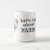 女性編み物猫が糸の引用文について話そう コーヒーマグカップ (中央)