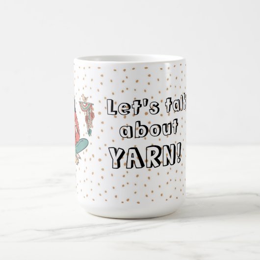 女性編み物猫が糸の引用文について話そう コーヒーマグカップ (中央)