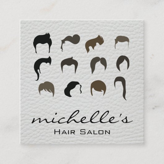 女性美しい |ヘアスタイリスト |ヘアードチャート スクエア名刺 (正面)