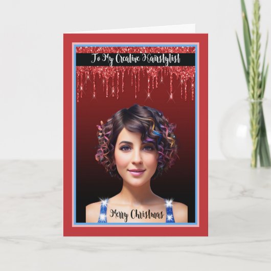 女性美容室用クリスマスカーかわいらしド サンキューカード (正面)