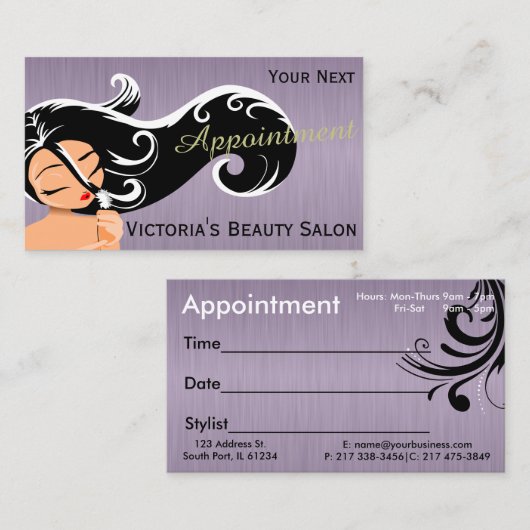 女性美容師アポイントメントカード 予約カード (正面/裏面)
