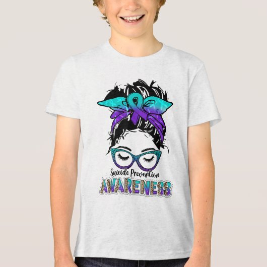 女性自殺防止認識度ウィークヒョウM トライブレンドＴシャツ (正面)