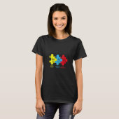 女性自閉症パズル化学元素自閉症アウェア Tシャツ (正面フル)