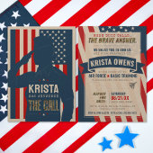 女性航空従事者素朴軍隊行遠くにくパーティー 招待状