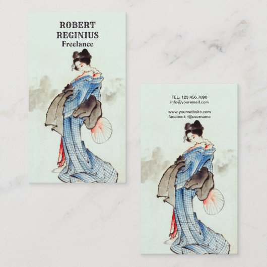 女性芸者中国芸術 名刺 (正面/裏面)